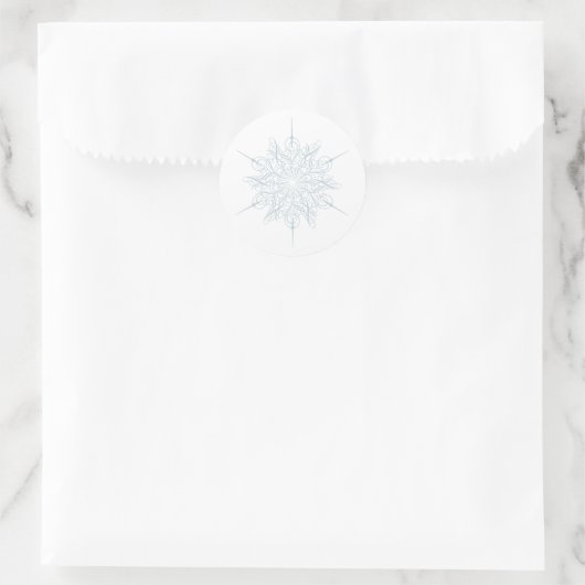Sticker Rond Flocon de neige bleu glace Élégant Mariage d'hiver (Sac)