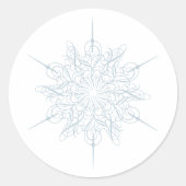 Sticker Rond Flocon de neige bleu glace Élégant Mariage d'hiver (Devant)