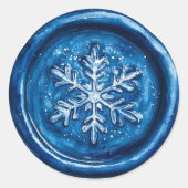 Sticker Rond Flocon de neige bleu Noël Faux Cire (Devant)