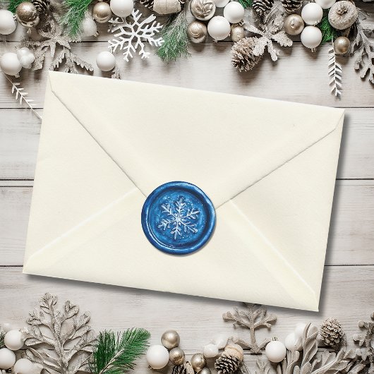 Sticker Rond Flocon de neige bleu Noël Faux Cire