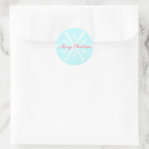 Sticker Rond flocon de neige bleu tendance fête de Noël givré