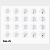 Sticker Rond Flocon de neige d'argent et violet 1er anniversair (Feuille)