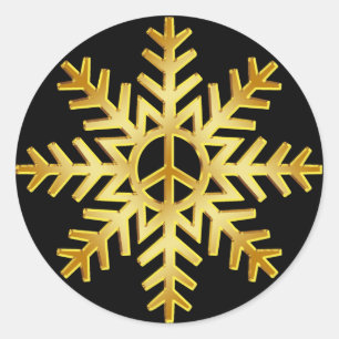 STICKER ROND FLOCON DE NEIGE D'OR