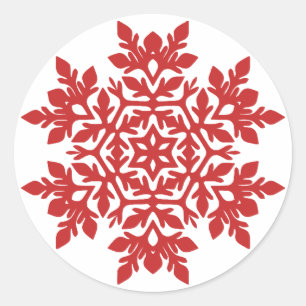 Sticker Rond Flocon de neige élégant (Cranberry)