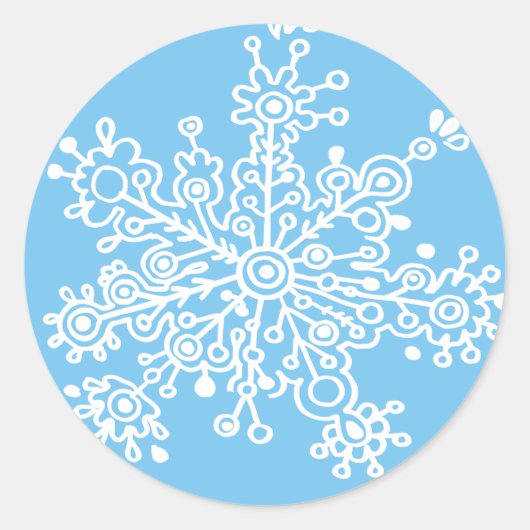 Sticker Rond Flocon de neige (en bleu) (Devant)