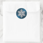Sticker Rond Flocon de neige en cristal d'argent sur Turquoise (Sac)
