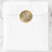 Sticker Rond Flocon de neige en cristal d'or sur le sceau d'or (Sac)