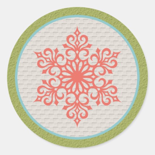 Sticker Rond Flocon de neige - Enveloppe Seals Invitations Noël (Devant)