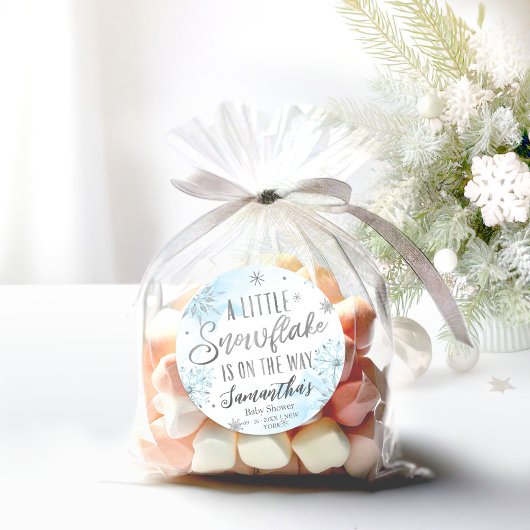 Sticker Rond flocon de neige est sur le chemin Baby shower