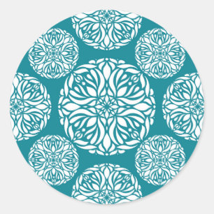 Sticker Rond Flocon de neige floral d'hiver