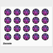 Sticker Rond Flocon de neige floral rose violet (Feuille)