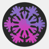 Sticker Rond Flocon de neige floral rose violet (Devant)