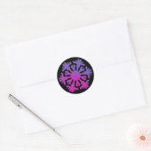 Sticker Rond Flocon de neige floral rose violet (Enveloppe)