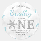 Sticker Rond Flocon de neige Hiver 1er anniversaire (Devant)