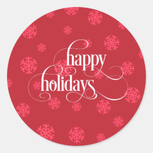 Sticker Rond Flocon de neige Joyeux Fêtes Noël