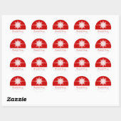 Sticker Rond Flocon de neige rouge mariage d'hiver Enregistrer (Feuille)