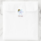 Sticker Rond Flocon de Neige Souriant Joie des Fêtes (Sac)