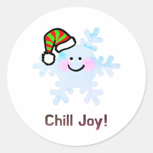 Sticker Rond Flocon de Neige Souriant Joie des Fêtes (Devant)