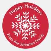 Sticker Rond Flocon de neige triangulaire rouge de Noël géométr (Devant)