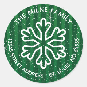 Sticker Rond Flocon de neige vert - adresse de retour de cercle