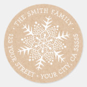 Sticker Rond Flocon de neige Whimsical Kraft adresse de retour (Devant)