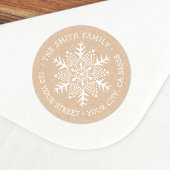 Sticker Rond Flocon de neige Whimsical Kraft adresse de retour
