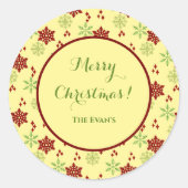 Sticker Rond Flocon de Noël Clair et Joyeux (Devant)