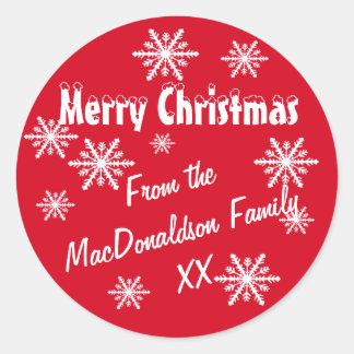 Sticker Rond Flocon de Noël coutume rouge