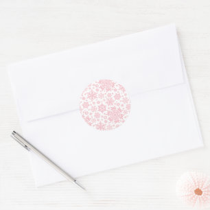 Sticker Rond Flocon Élégant (Blush de Sucre-Blanc)
