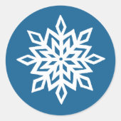Sticker Rond Flocons de Neige Bleus Classique Hiver Blanc (Devant)