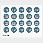Sticker Rond Flocons de neige bleus Joyeux Hanoukka - Autocolla (Feuille)