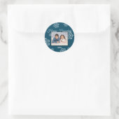 Sticker Rond Flocons de neige bleus Joyeux Hanoukka - Autocolla (Sac)