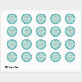 Sticker Rond Flocons de neige bleus-verts et blancs Hiver merve (Feuille)