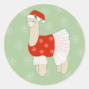 Sticker Rond Flocons de neige de Noël de Lama Ballerine illusim