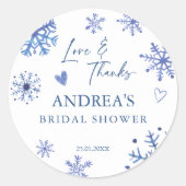Sticker Rond Flocons de neige en amour favori de shower de mari (Devant)