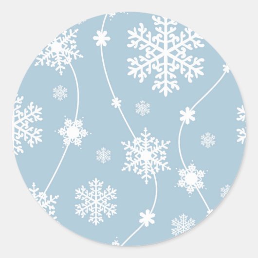 Sticker Rond Flocons de neige gris-bleu Pays merveilleux d'hive (Devant)