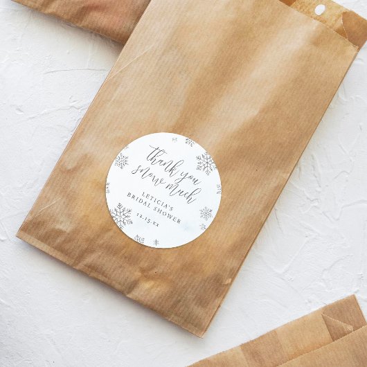 Sticker Rond Flocons de neige Merci beaucoup Shower de Mariage