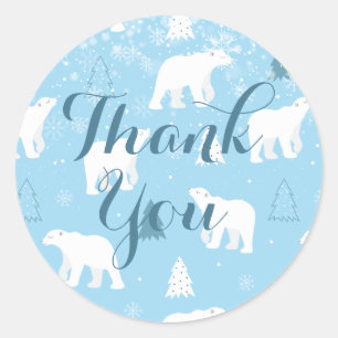 Sticker Rond Flocons de neige personnalisés d'ours polaire