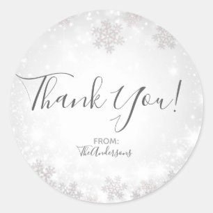 Sticker Rond Flocons de neige scintillants blancs Mariage hiver