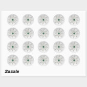 Sticker Rond flocons de neige vert émeraude argent mariage d'hi (Feuille)