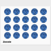 Sticker Rond Flocons de Noël Bleus et Argent (Feuille)