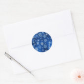 Sticker Rond Flocons de Noël Bleus et Argent (Enveloppe)