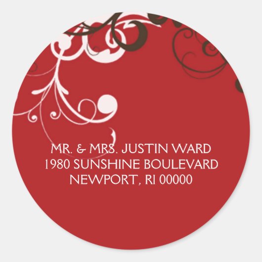 Sticker Rond floraison ; adresse rouge (Devant)