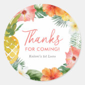 Sticker Rond Floral 1er Luau Anniversaire (Devant)