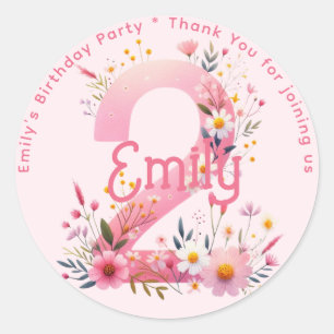 Sticker Rond Floral 2e anniversaire Merci Favoriser deux person