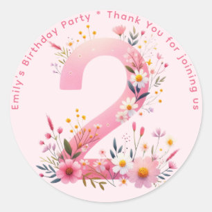 Sticker Rond Floral 2e anniversaire Merci Favoriser deux person