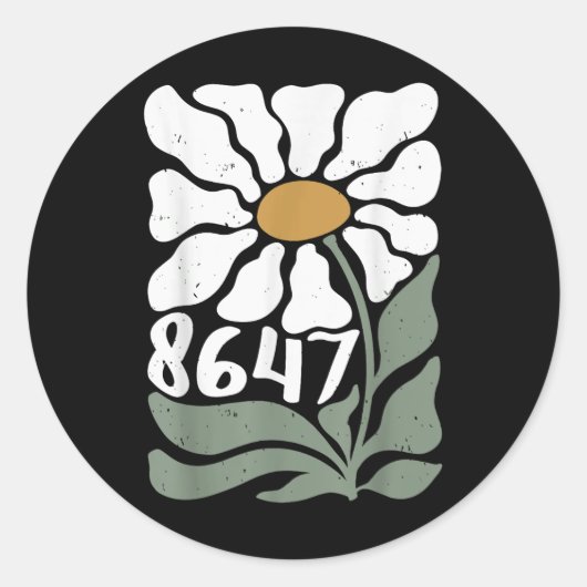 Sticker Rond Floral à fleurs Retro 8647 (Devant)
