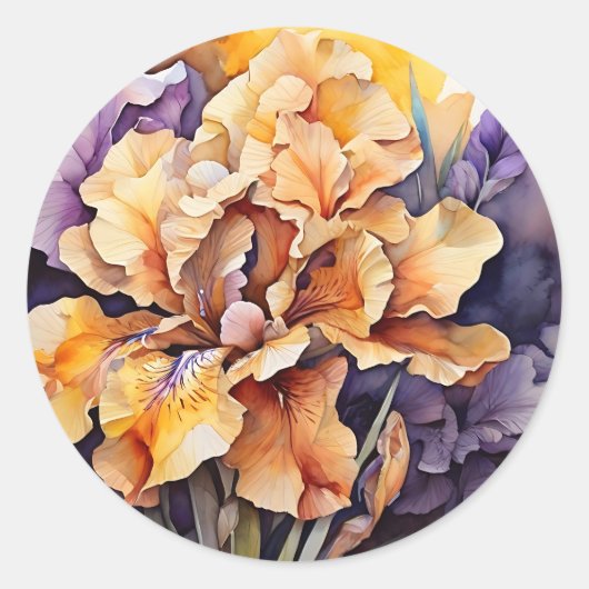 Sticker Rond Floral Abstrait d'Iris (Devant)