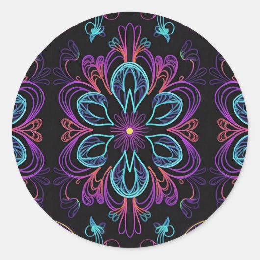 Sticker Rond Floral Abstrait vibrant (Devant)