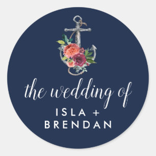 Sticker Rond Floral Ancre Marine Automne Le Mariage De